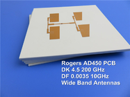 PCB Rogers AD450 высокочастотный построенный на субстрате 10mil 0.254mm с золотом погружения для широких антенн диапазона.