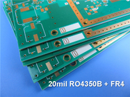 Гибридный PCB | Смешанный материальный PCB 4 слоев сделанный на 20 mil RO4350B + FR4 со шторками через