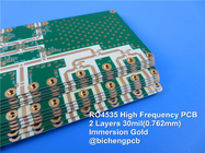 RO4535 высокочастотная монтажная плата антенного контура 2-Layer PCB Rogers 4535 30mil 0.762mm с золотом погружения
