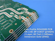 Монтажная плата PCB фольги PCB Rogers 60.7mil RO4350B LoPro RF обработанная обратным с золотом погружения