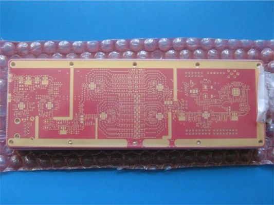 Гибридный 10-Layer PCB PCB Rogers RO4350 6.6mil+FR4 гибридный с красными маской припоя и золотом погружения